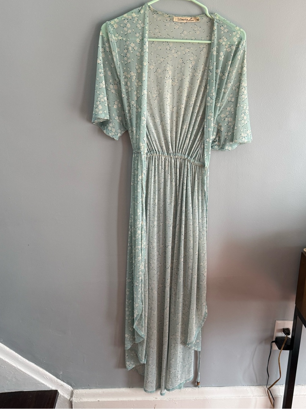 Liberty Love Mint Floral Sheer Maxi Cover-Up